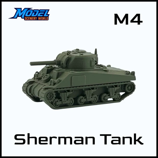 Model Scenery World HO059 - WWII Sherman Tank M4 - Green  - HO Scale