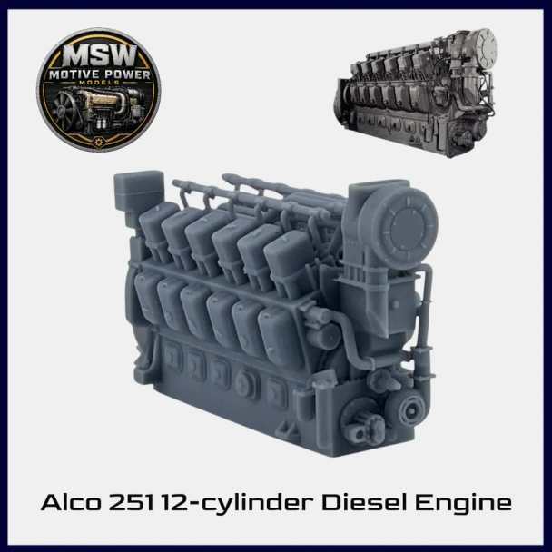 Model Scenery World HO077 - Alco 251 12-Cyl Diesel Engine Prime Mover  - HO Scale