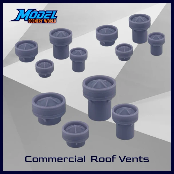 Model Scenery World HO102 - Commercial Roof Vent Set (12pc)  - HO Scale