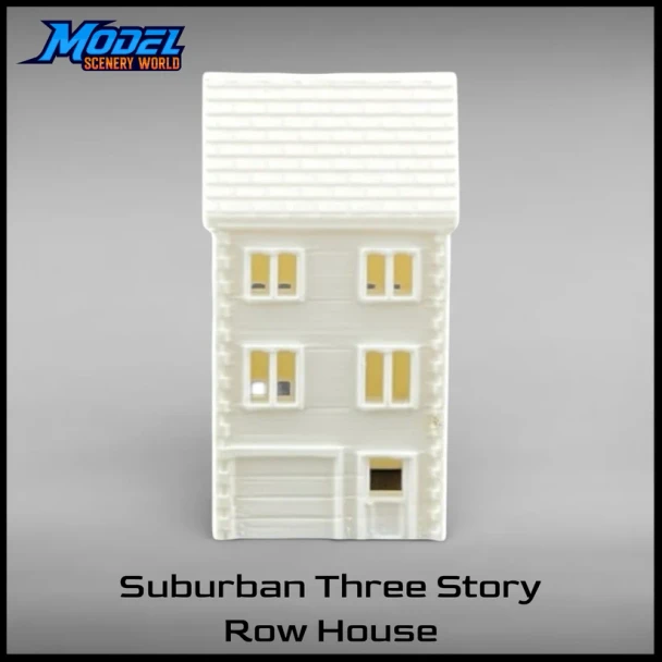 Model Scenery World HO115 - Suburban Row House #3 - Three Story - White  - HO Scale
