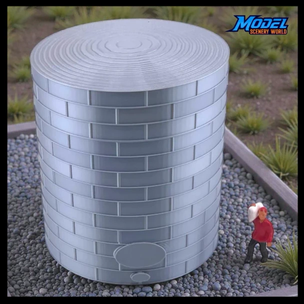 Model Scenery World HO136 - Tall Oil or Fuel Storage Tank Metallic Silver  - HO Scale