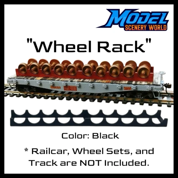 Model Scenery World HO153 - Wheel Rack – Flatcar Load – Black  - HO Scale