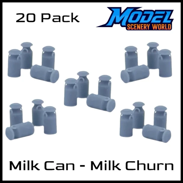 Model Scenery World HO164 - Milk Churn/Milk Can (20pk) - Gray  - HO Scale