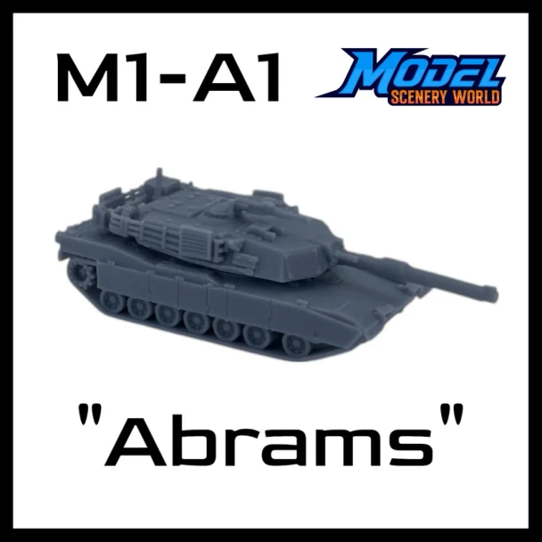 Model Scenery World HO174 - M1-A1 Abrams Tank - Gray  - HO Scale