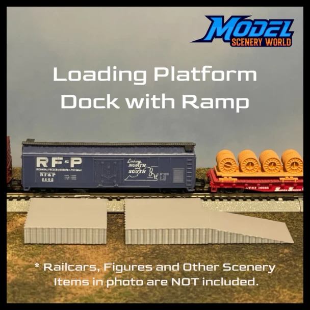 Model Scenery World HO175 - Concrete Loading Dock plus Platform - Gray  - HO Scale