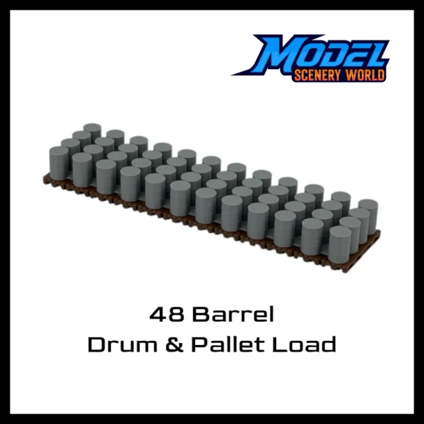 Model Scenery World HO218 - 48 Barrel Drum & Pallet Cargo Load  - HO Scale