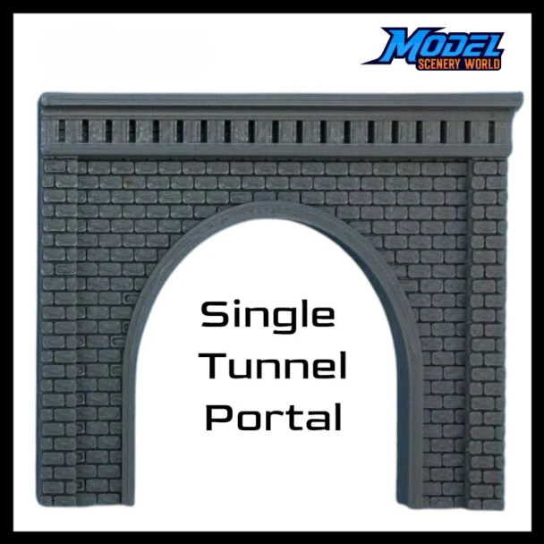 Model Scenery World HO220 - Single Tunnel Portal - Stone - Gray  - HO Scale
