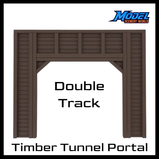 Model Scenery World HO222 - Double Tunnel Portal - Timber - Brown  - HO Scale