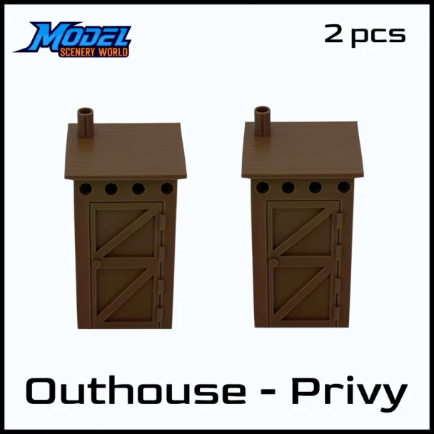 Model Scenery World HO233 - Outhouse Privy 01 2pcs - Brown  - HO Scale