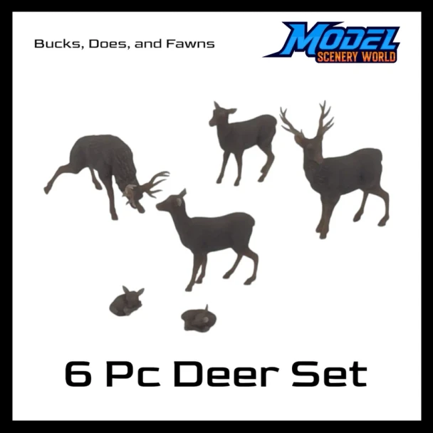 Model Scenery World HO256 - Deer with Fawns (6pcs) - Brown  - HO Scale