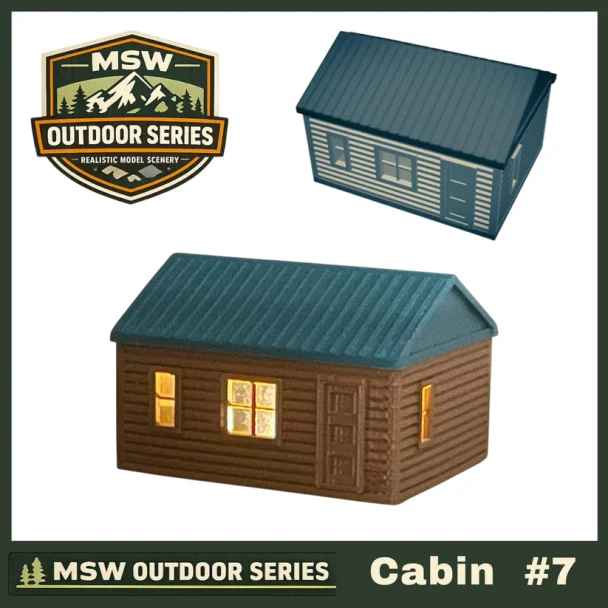 Model Scenery World HO288 - "The Outdoor Series" - Cabin #7 - Camping - Modeled in Color  - HO Scale