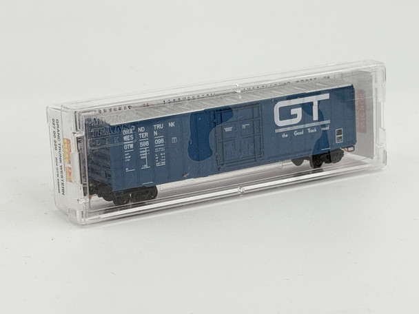 Pre-Owned: Micro-Trains 50’ Rib Side Box Car, Plug Door, w/o roof walk Grand Trunk Western 598098 - N Scale