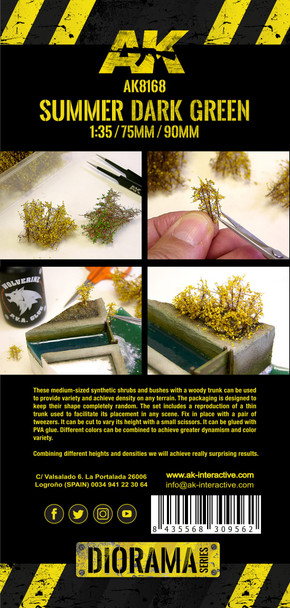 AK Interactive 8168 - Summer Dark Green Shrubberies / 75mm / 90mm  - Multi Scale