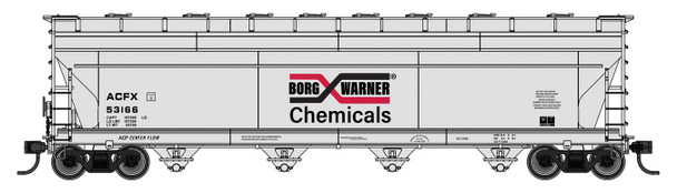 PRE-ORDER: Walthers Mainline 910-49229 - ACF 5250 4-Bay Centerflow Covered Hopper Borg Warner (ACFX) 53166 - HO Scale