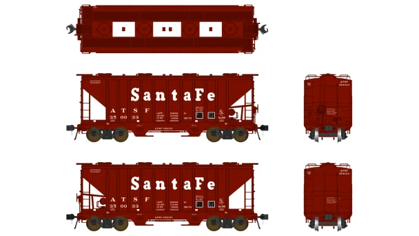 Class One Model Works FC01002 - PS 3000CD Two-Bay Hopper Car Atchison, Topeka and Santa Fe (ATSF) 350061 - HO Scale