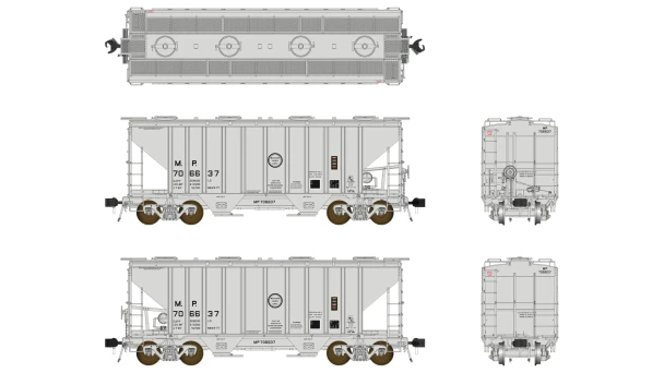 Class One Model Works FC01014 - PS 3000CD Two-Bay Hopper Car Missouri Pacific (MP) 706642 - HO Scale