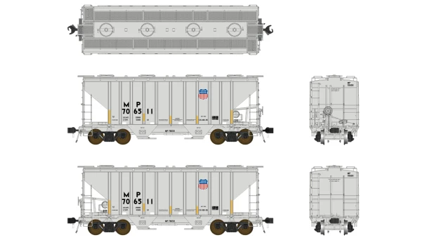 Class One Model Works FC01017 - PS 3000CD Two-Bay Hopper Car Union Pacific (MP) 706518 - HO Scale