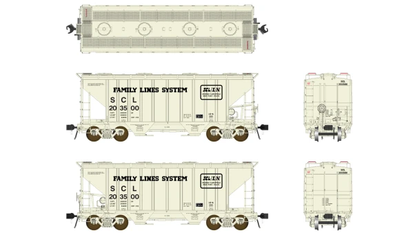Class One Model Works FC01023 - PS 3000CD Two-Bay Hopper Car Seaboard Coast Line (SCL) 203528 - HO Scale