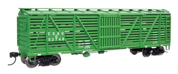 Walthers Mainline 910-41505 - 40' Wood Stock Car with Dreadnaught ends Chicago, Burlington & Quincy (CB&Q) 52749-D - HO Scale