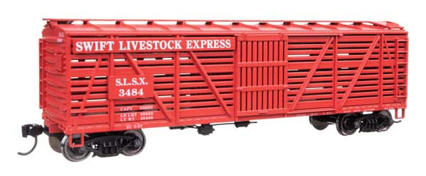 Walthers Mainline 910-41519 - 40' Wood Stock Car with Dreadnaught ends Swift 3484 - HO Scale