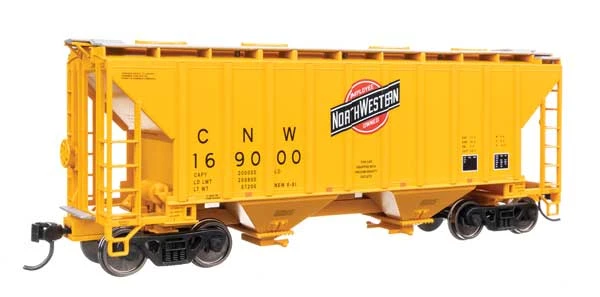 Walthers Mainline 910-8502 - 37' 2980 Cubic-Foot 2-Bay Covered Hopper Chicago & Northwestern (CNW) 169000 - HO Scale