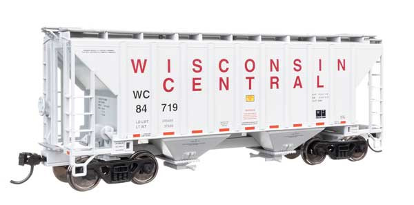 Walthers Mainline 910-8517 - 37' 2980 Cubic-Foot 2-Bay Covered Hopper Wisconsin Central (WC) 84719 - HO Scale