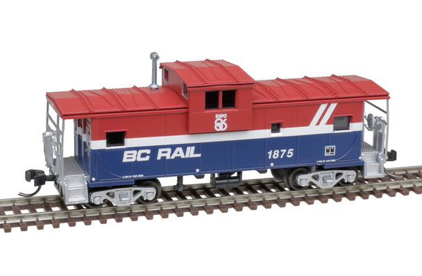 Atlas Master 50007301 - Extended Vision Caboose BC Rail (Red/White/Blue) 1878 - N Scale