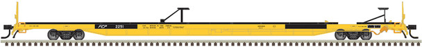 Atlas Master 50007253 - 89' 4" Flat Car (Mid-End Hitches) Ferrocarril del Pacifico (FCP) (Yellow) 2269 - N Scale