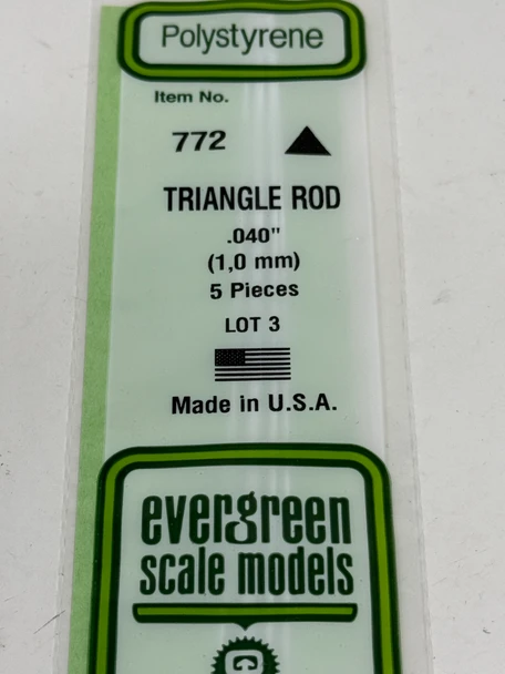 Evergreen 772 - .040 Triangle Rod 5 PACK  -