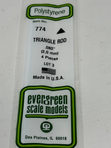 Evergreen 774 - .080 Triangle Rod 4 PACK  -