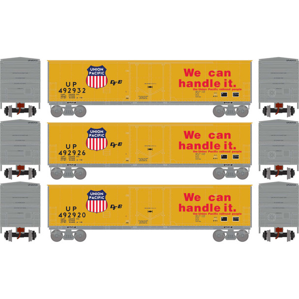 Athearn 2055 - 50' Youngstown Plug Door Box Car (3) Union Pacific (UP) 492920/492926/492932 - HO Scale