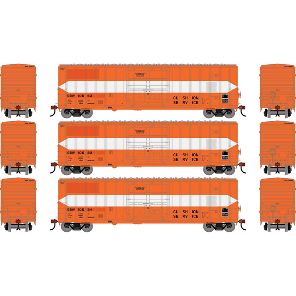Athearn 2782 - 50' FMC 5327 12' Plug Door Box Car (3) Green Bay & Western (GBW) 10063/10082/10094 - HO Scale