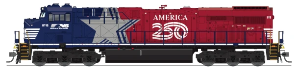 PRE-ORDER: Broadway Limited 10815 - Diecast GE ES44AC (DC Silent/Stealth) Norfolk Southern (NS) 8118 "The Stars & Stripes" - HO Scale