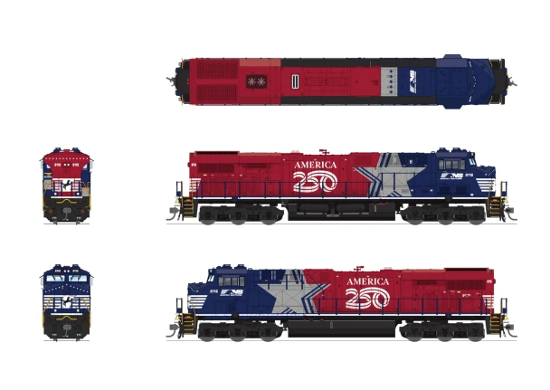 PRE-ORDER: Broadway Limited 10815 - Diecast GE ES44AC (DC Silent/Stealth) Norfolk Southern (NS) 8118 "The Stars & Stripes" - HO Scale
