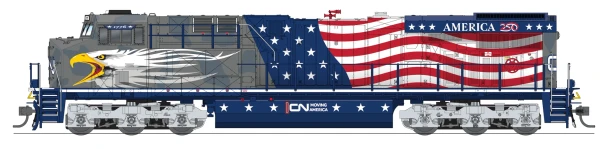 PRE-ORDER: Broadway Limited 10823 - Diecast GE ES44AC (DC Silent/Stealth) Canadian National (CN) 1776 "Screaming Eagle" - HO Scale