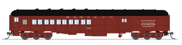 PRE-ORDER: Broadway Limited 10791 - Coach-Baggage Combine Atchison, Topeka and Santa Fe (ATSF) 2415, Mineral Red w/ White - N Scale