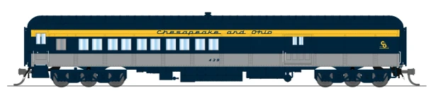 PRE-ORDER: Broadway Limited 10795 - Coach-Baggage Combine Chesapeake & Ohio (C&O) 458, Tri-Color Paint - N Scale