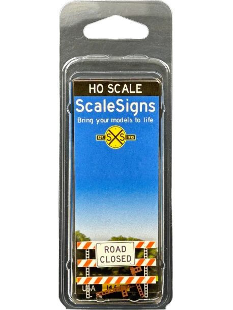 ScaleSigns HO-4000-036-02-C - Type 3 Barricade Road Closed  - HO Scale