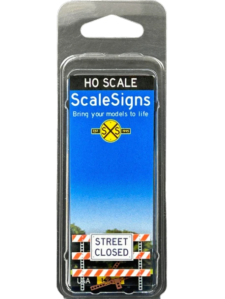 ScaleSigns HO-4000-036-03-C - Type 3 Barricade Street Closed  - HO Scale
