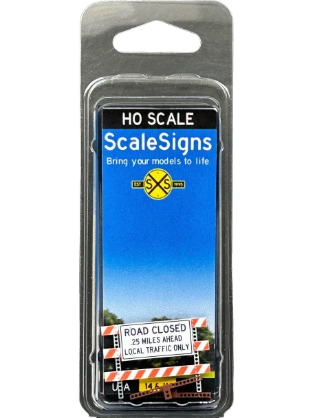 ScaleSigns HO-4000-036-09-C - Type 3 Barricade Road Closed to Local Traffic  - HO Scale
