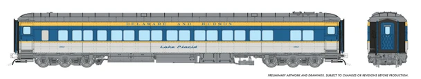 Rapido 125013 - Balloon Top Coach Delaware & Hudson (D&H) 202 Lake Placid - HO Scale