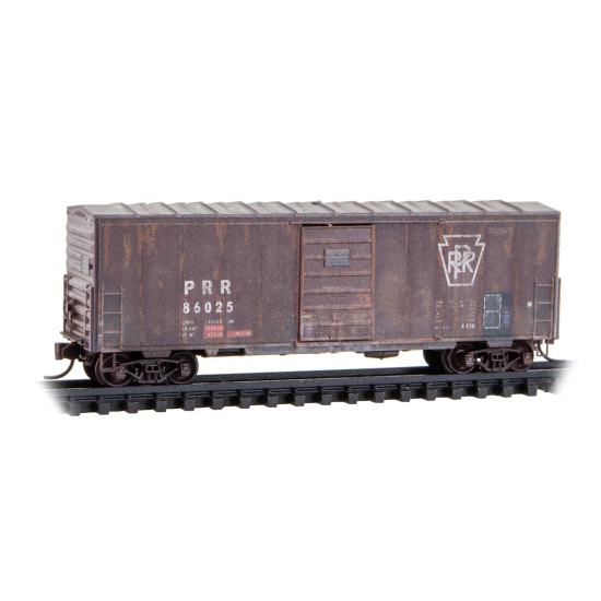 Micro-Trains by Atlas 024144620 - 40’ Single Door Standard Box Car without Roofwalk  Weathered Pennsylvania (PRR) 86025 - N Scale