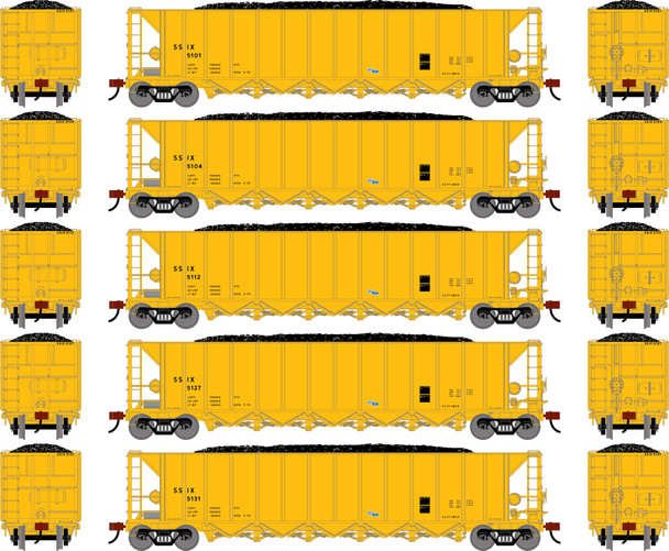 PRE-ORDER: Athearn 3840 - Ortner 5-Bay Rapid Discharge Hopper w/Coal Load (5) ITEL (SSIX) 5101/5104/5112/5127/5131 - HO Scale