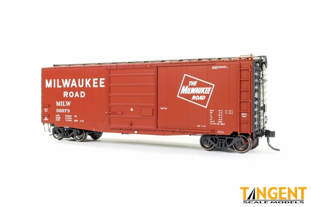 Tangent Scale Models 26032-12 - Delivery 3-1961 w/ Superior Door 40′ PS-1 9' Door Boxcar Milwaukee Road (MILW) 30159 - HO Scale