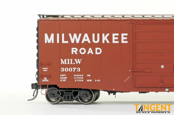 Tangent Scale Models 26032-12 - Delivery 3-1961 w/ Superior Door 40′ PS-1 9' Door Boxcar Milwaukee Road (MILW) 30159 - HO Scale