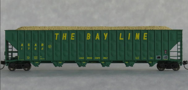 Trainworx 27056-01 - Greenville 7000 Cu Ft Wood Chip Hopper with Load Atlanta & St. Andrews Bay (ASAB) 1752 - N Scale