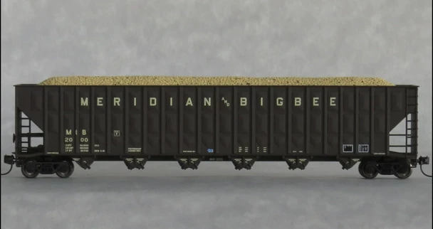 Trainworx 27058-06 - Greenville 7000 Cu Ft Wood Chip Hopper with Load Meridian & Bigbee (MB) 2017 - N Scale
