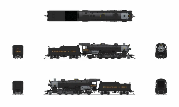 Broadway Limited 10074 - USRA Light Mikado (DCC and Sound) Chesapeake & Ohio (C&O) 2350 - N Scale