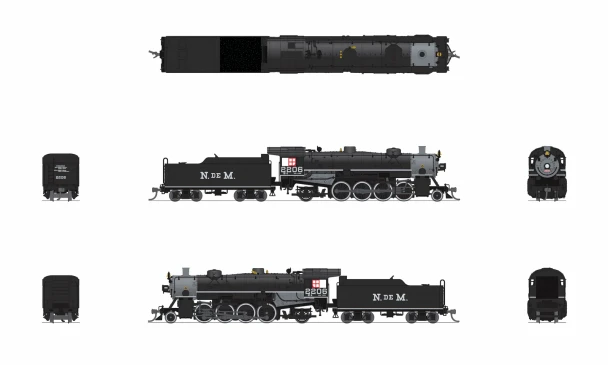 Broadway Limited 10080 - USRA Light Mikado (DCC and Sound) National of Mexico (NdeM) 2206 - N Scale