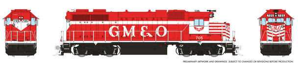 Rapido 38057 - EMD GP38 (DC Silent) Gulf Mobile and Ohio (GM&O) 709 - HO Scale